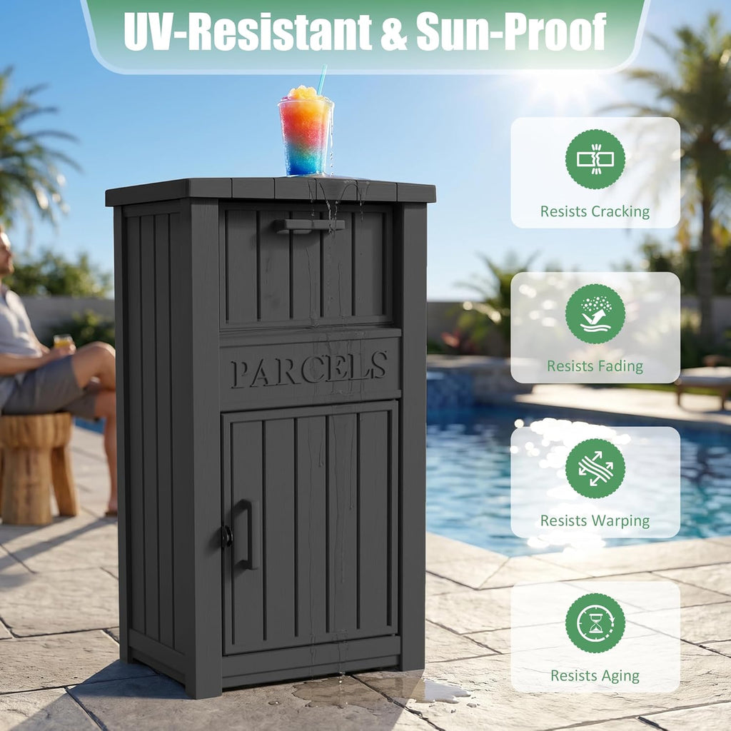 Large Package Delivery Boxes Waterproof Parcel Drop Storage Box UV Resistant Resin Lockable Secure Porch Patio (Black-2)