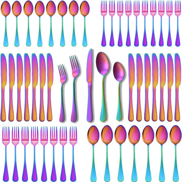 40-Piece Rainbow Flatware Set, Stainless Steel Cutlery Set for 8