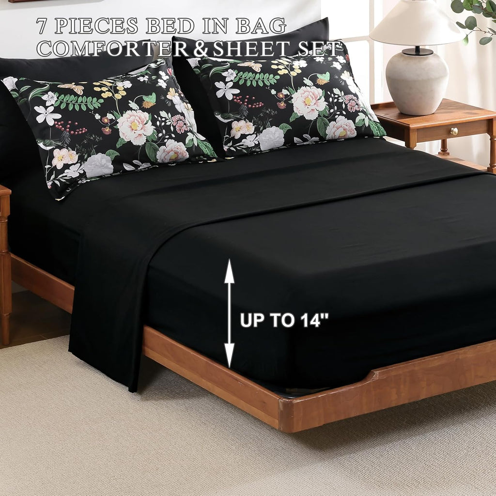 7Pieces Floral King Comforter Set