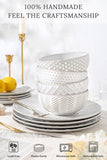32-Piece Luxury Dinnerware Set,Complete Plates and Bowls Set for 8,Upscale Ceramic Dish Set for Hosting