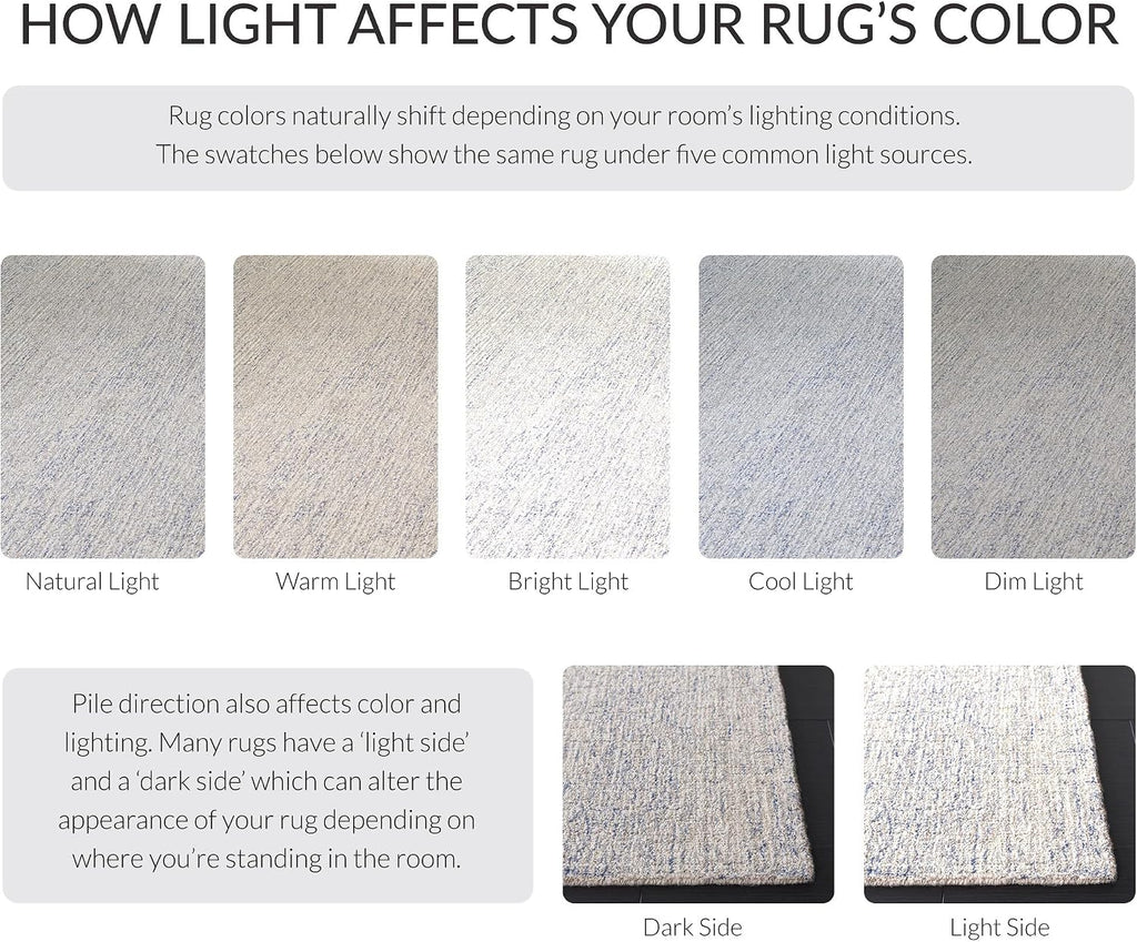 Abstract Collection Area Rug - 10' x 14', Ivory & Blue, Handmade Wool, Ideal for High Traffic Areas in Living Room