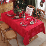 Christmas Tablecloth Jingle Bell Holly Berry Jacquard Washable Stain Resistant Damask Table Cloth, S