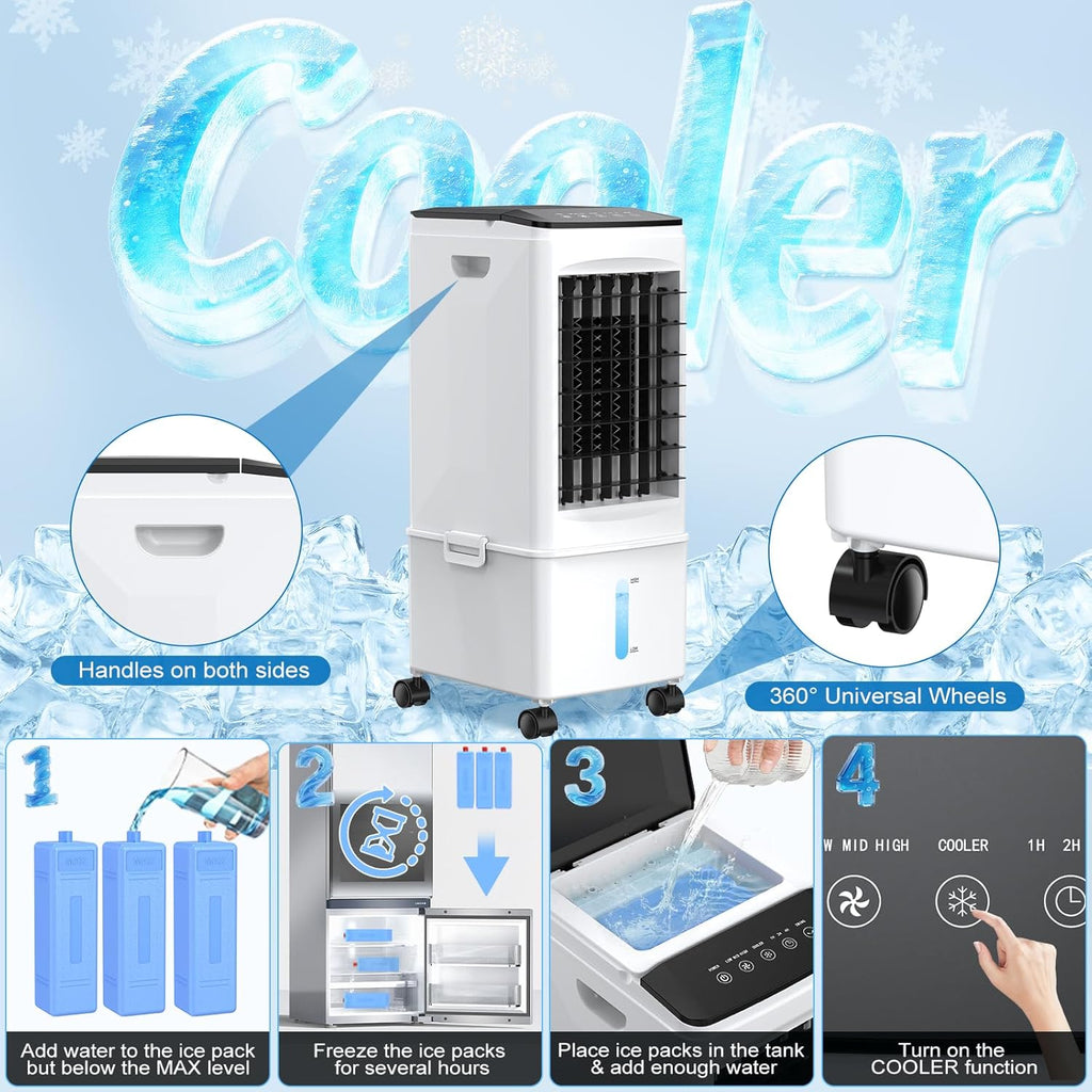 Portable Air Conditioners, [2.5 Gal] Fast Cooling Evaporative Air Cooler, 60W Quiet Portable AC Unit w/Remote & Timer
