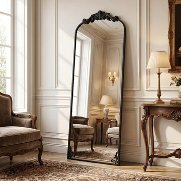 64"x21" Vintage Full Length Mirror, Arched Standing Mirror