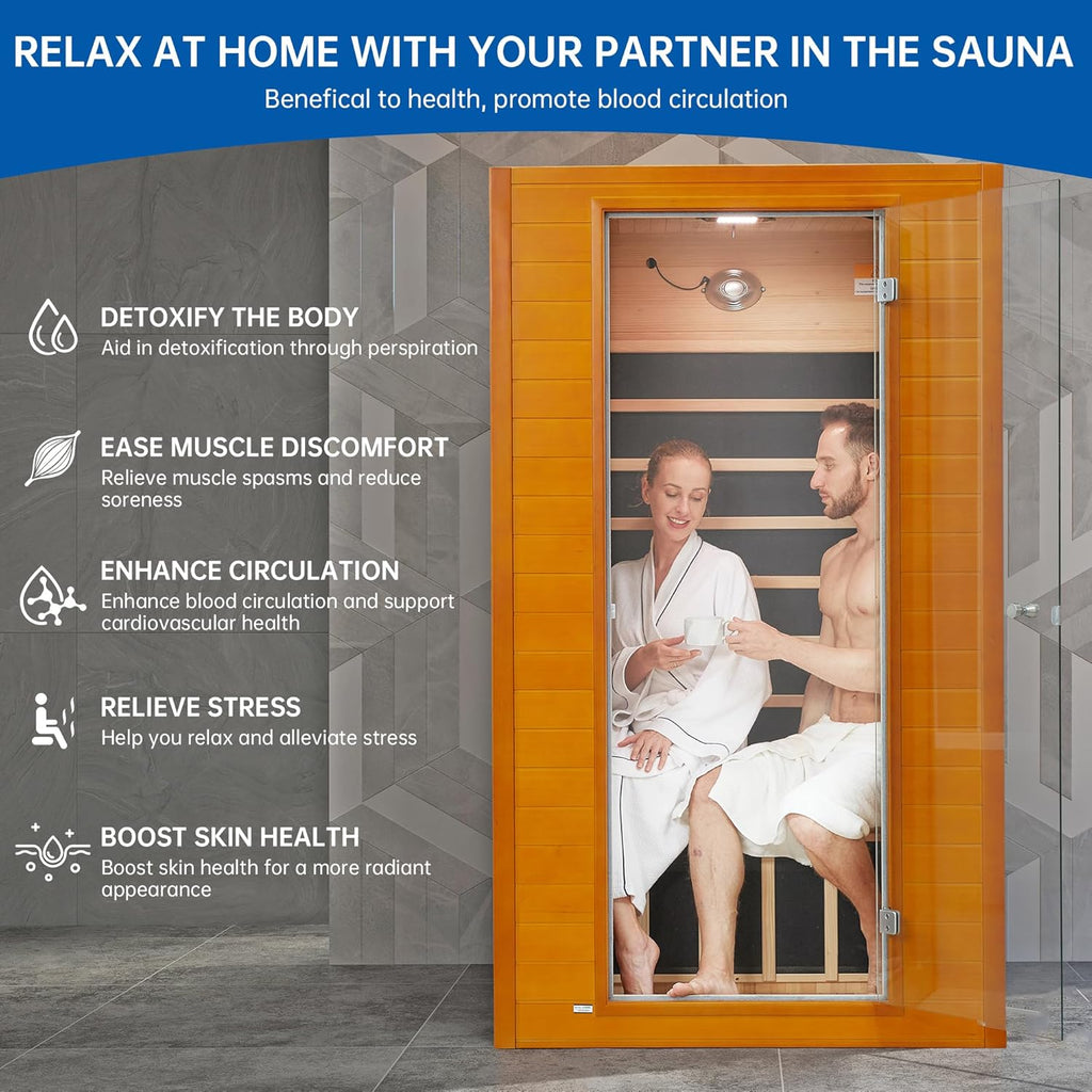 Infrared Sauna for Home, Near Zero EMF Home Saunas for up to 2 Person