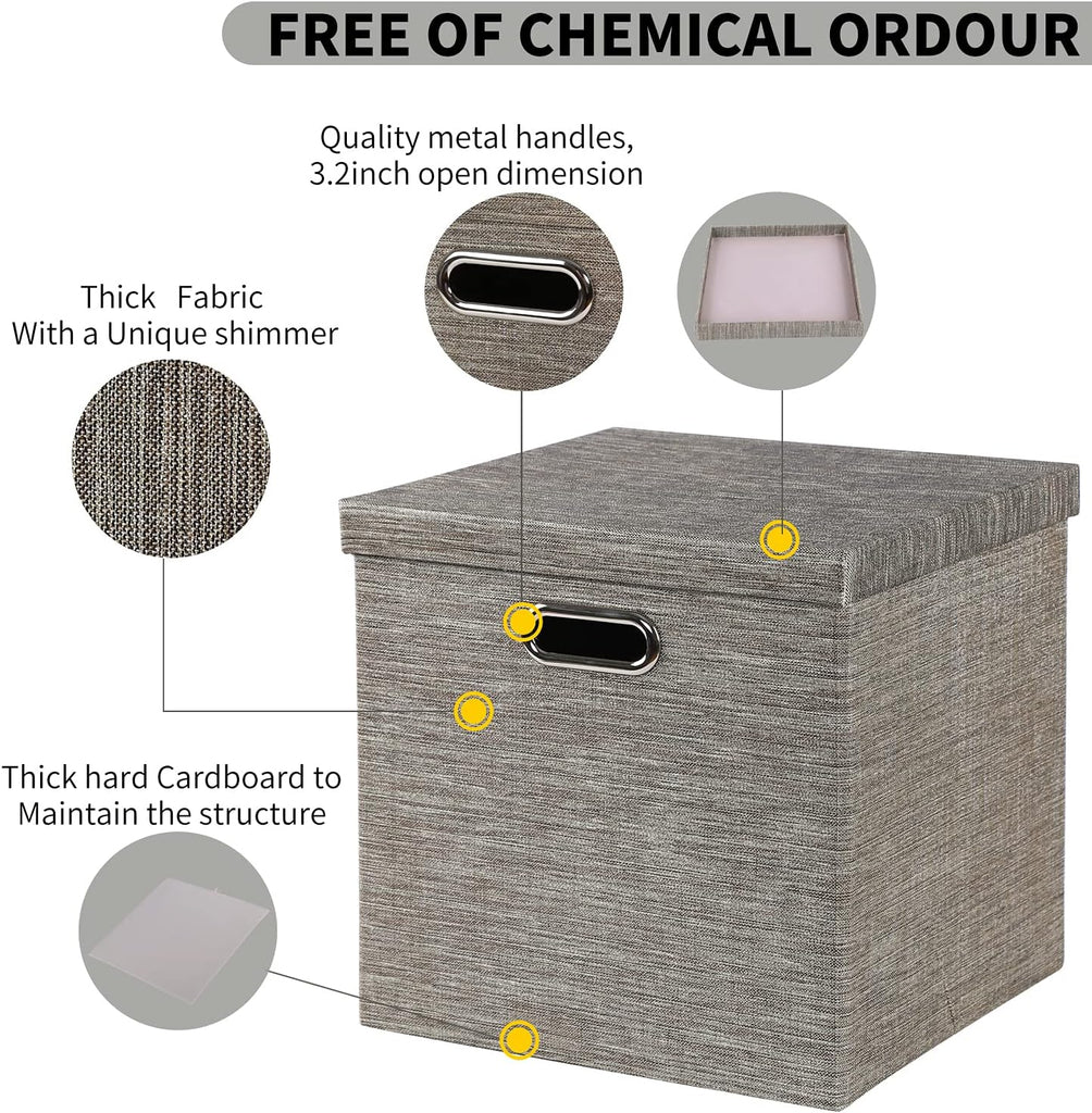 Storage Bins with Lids,13×13×13 Foldable Storage Cube Baskets Boxes Fabric Drawers for Closet Shelf Cabinet