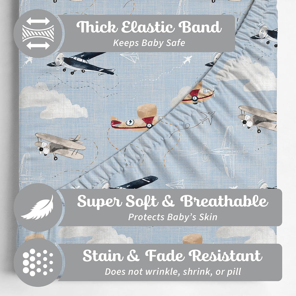 Crib Sheets Neutral - Fitted Baby Crib Sheets Bed for Girl Boy - 2 Pack Standard & Toddler Mattress - Buttery Soft
