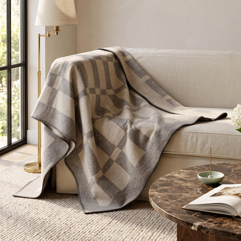 Faux Cashmere Throw Blanket, 50x70, Gray, 2.8 LB Cozy Warm Throw