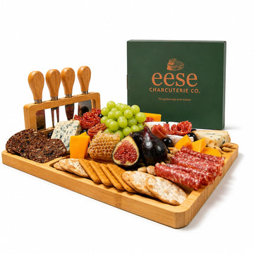 Charcuterie Board Set - 14 x 11 Cheese Board & Mounted Utensil Holder