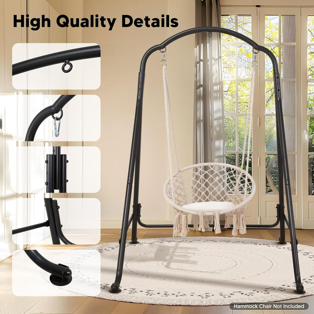 Hammock Chair Stand, Heavy-Duty Steel Swing Stand, 400lbs Capacity, Multi-Use Hanging Chair Stand for Outdoor Indoor