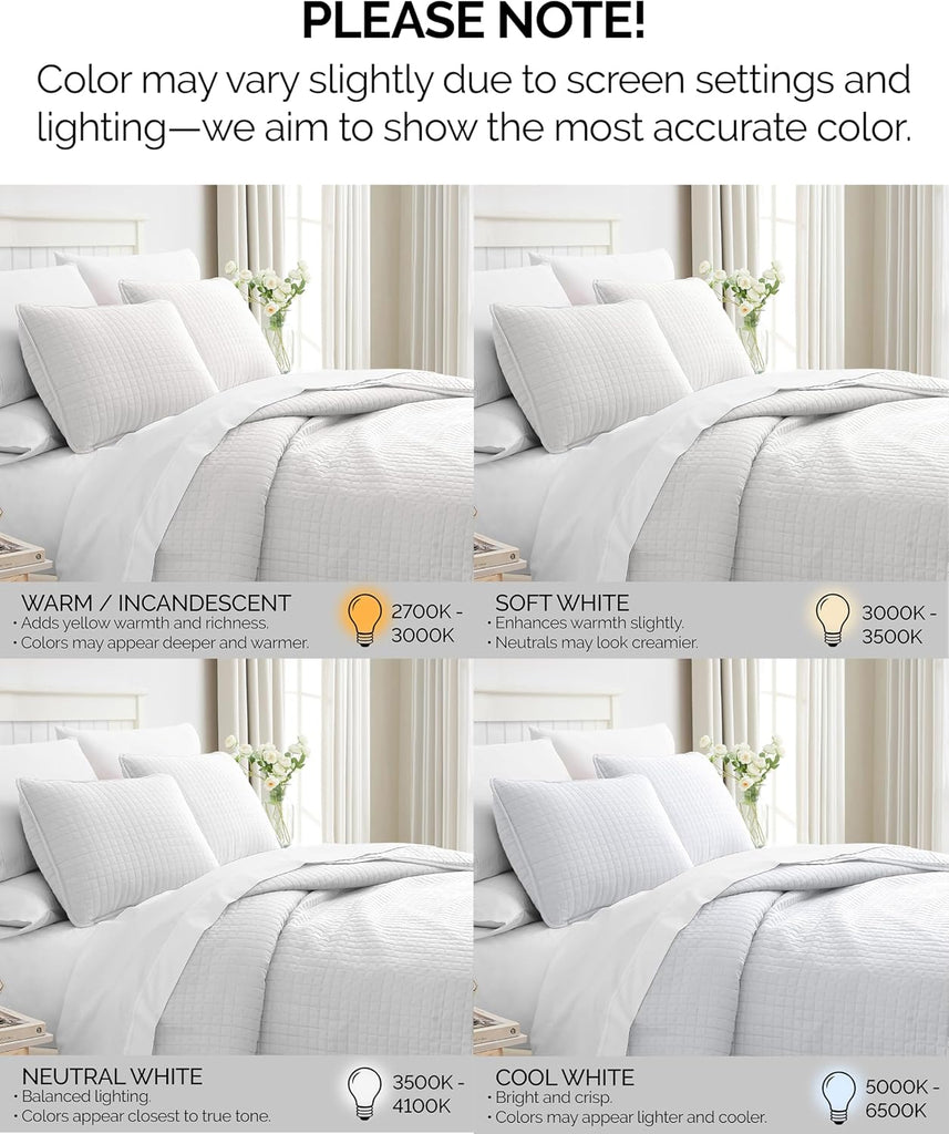 White Quilt Bedding Set, Lightweight Bedding Quilts Bedspread, Coverlet, Quilted Coverlet Bed Spread