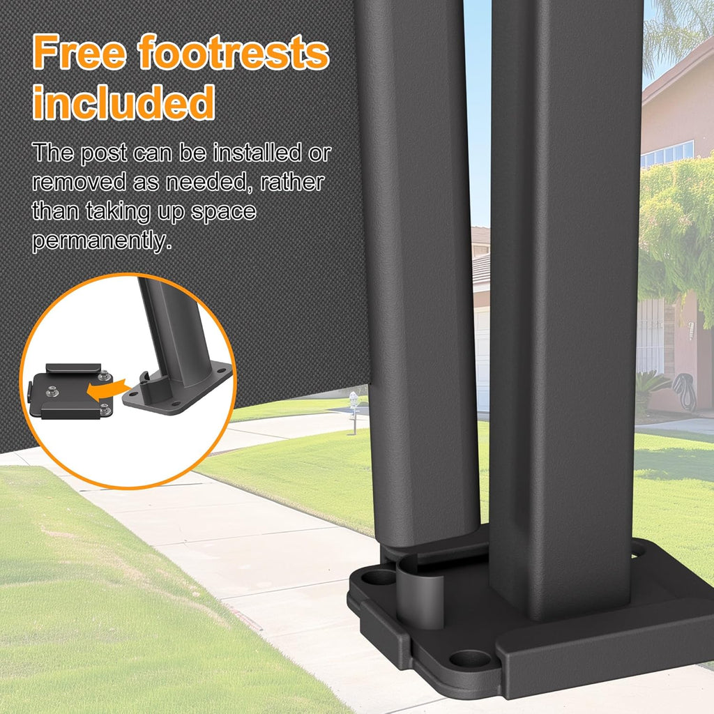 146" x 71" Retractable Side Awning with Privacy Screen Protection, Carbon Gray Waterproof & UV-Resistant Outdoor Side