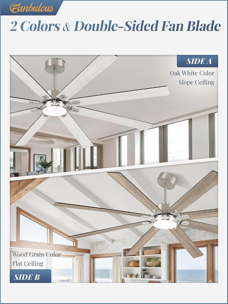 84" Ceiling Fan with LED Light and Remote - Nickel