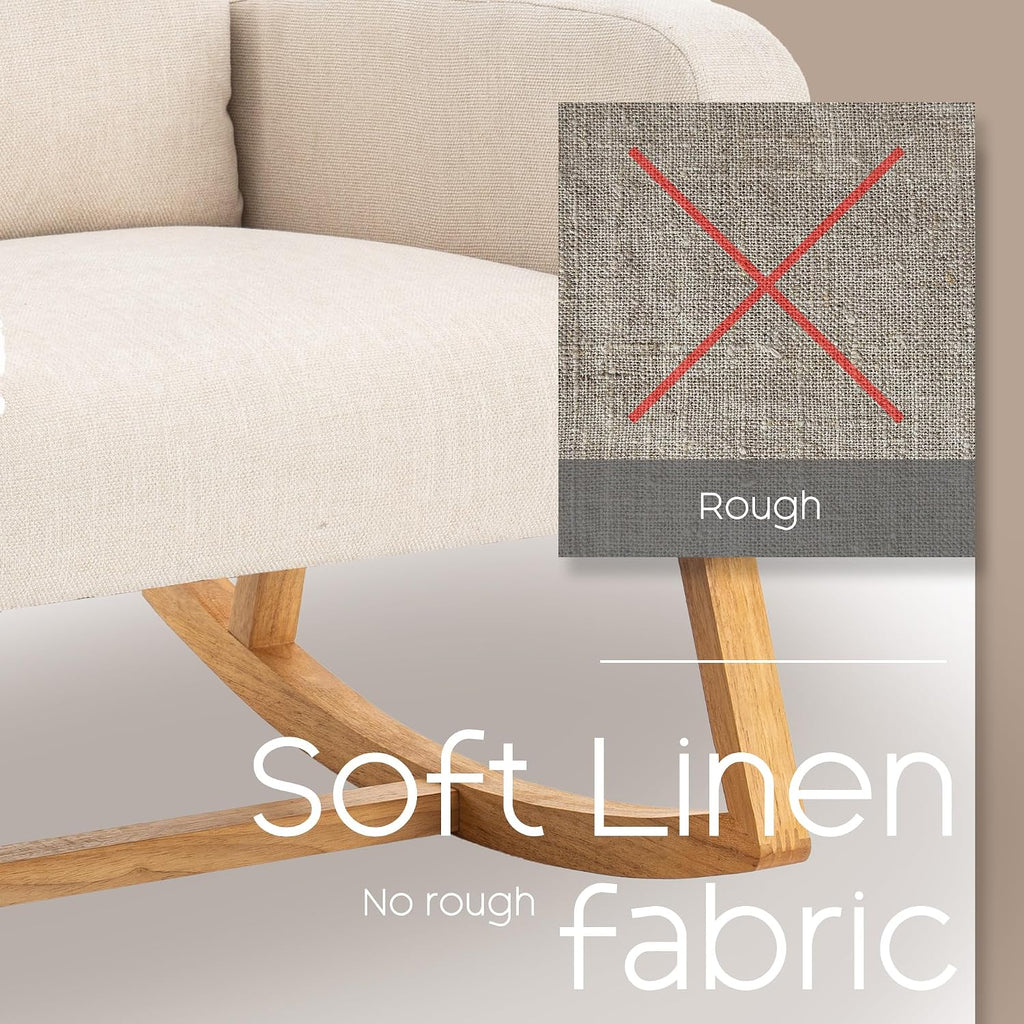 Rocking Chair Nursery - Glider Modern Accent Chairs Upholstered Linen Nursing Rocker Padded Armchair for Indoor