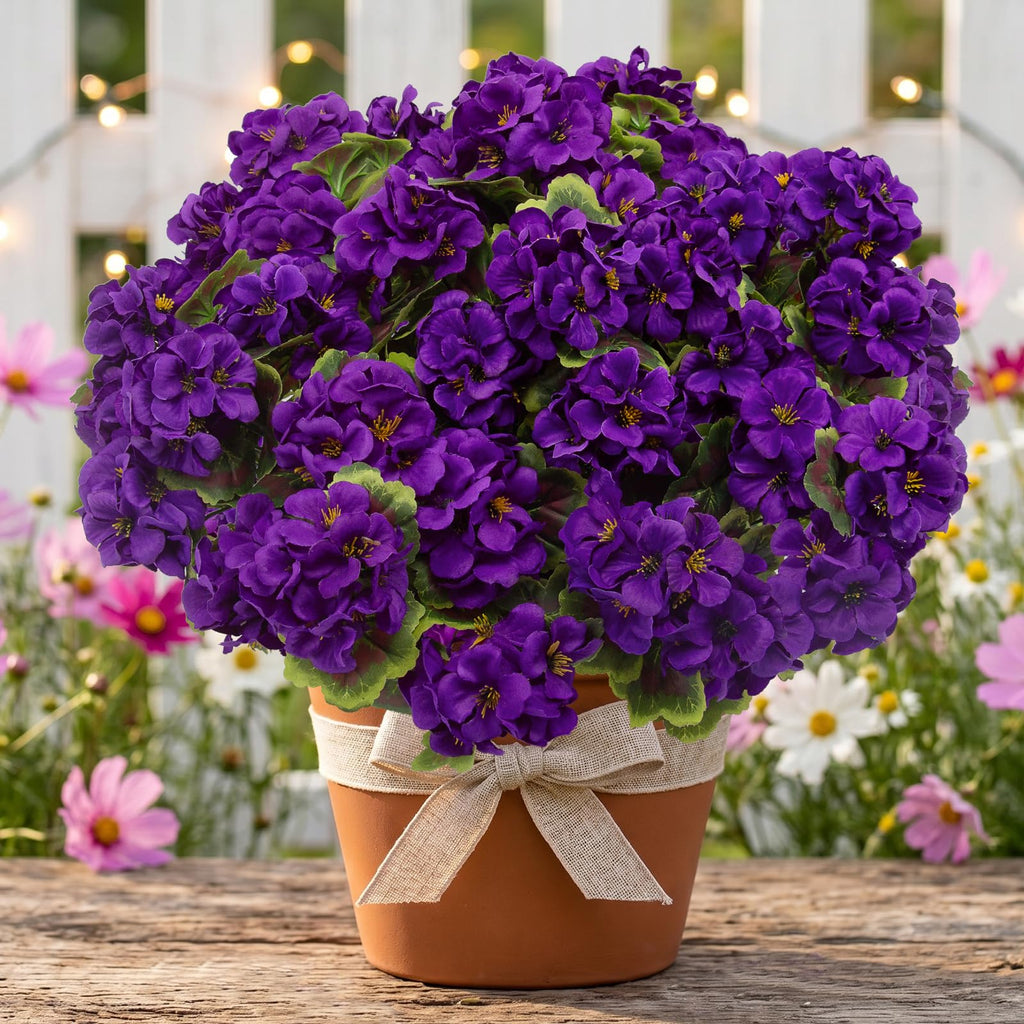 8 Pcs Geraniums Artificial Flowers for Outdoor Decor, Purple