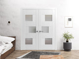 Sete 6933 | Double Swing Interior French Doors with Glass with Frosted Glass, MDF, Hardware Included