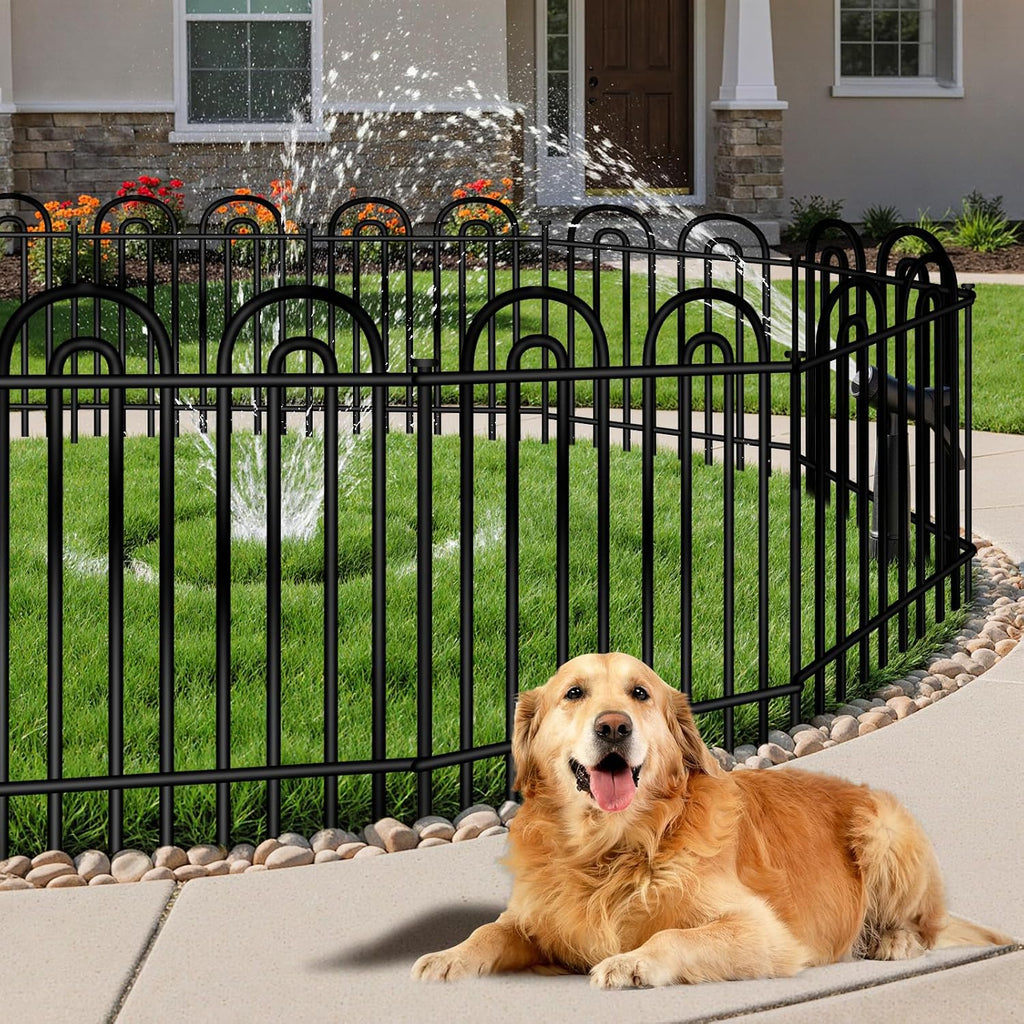 Decorative Garden Fence, 10 Panels No Dig Fence, 32 in(H) x 24.16 ft(L) Animal Barrier for Dogs Rabbits, Rustproof