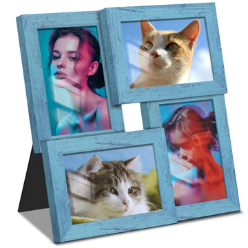 4x6 Collage Frame Tempered Glass For 4 4x6 Photos Blue