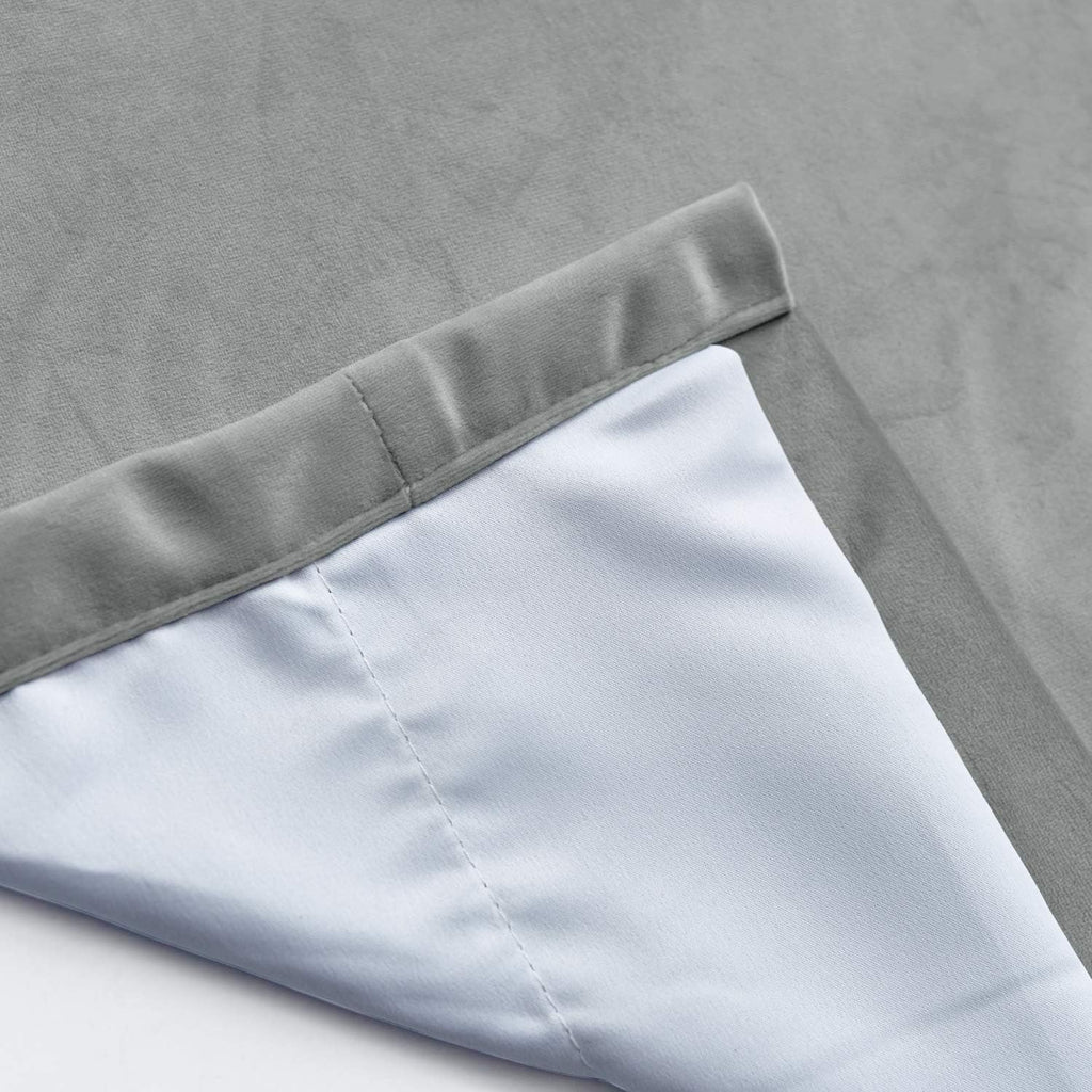Extra Wide Blackout Lined Premium Velvet Curtain Grey (1 Panel), Eyelet Grommet for Livingroom Bedroom