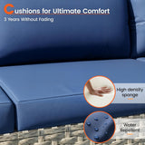 Patio Furniture Set, 7-Piece Outdoor Sectional All-Weather Wicker Patio Conversation Set for Backyard (Navy Blue