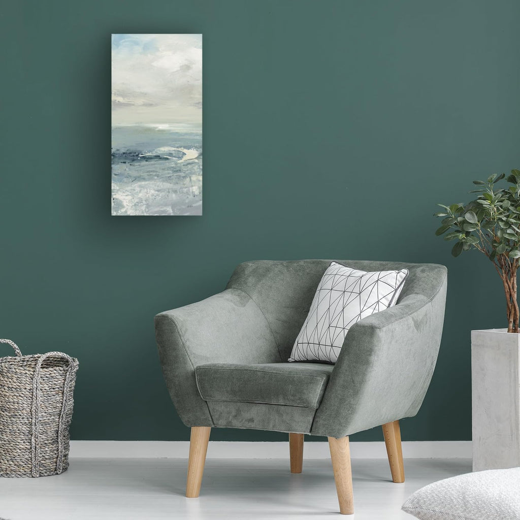 Wrapped Canvas Wall Art - Julia Purinton 'Waves Ii Muted' Wall Art , or Office Décor - 16x32