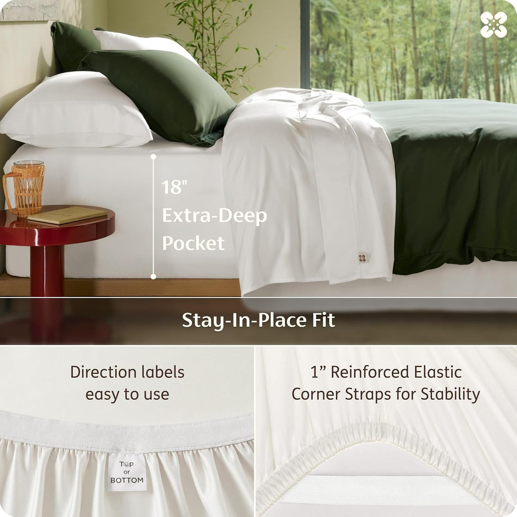 100% Organically Grown Bamboo Viscose Sheet Set | Cooling Bedsheets for Hot Sleepers | Luxury Silky Soft