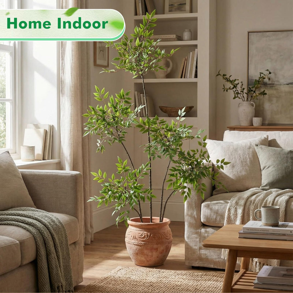 5ft Faux Bamboo Tree Nandina, Artificial Floor Plant, Green