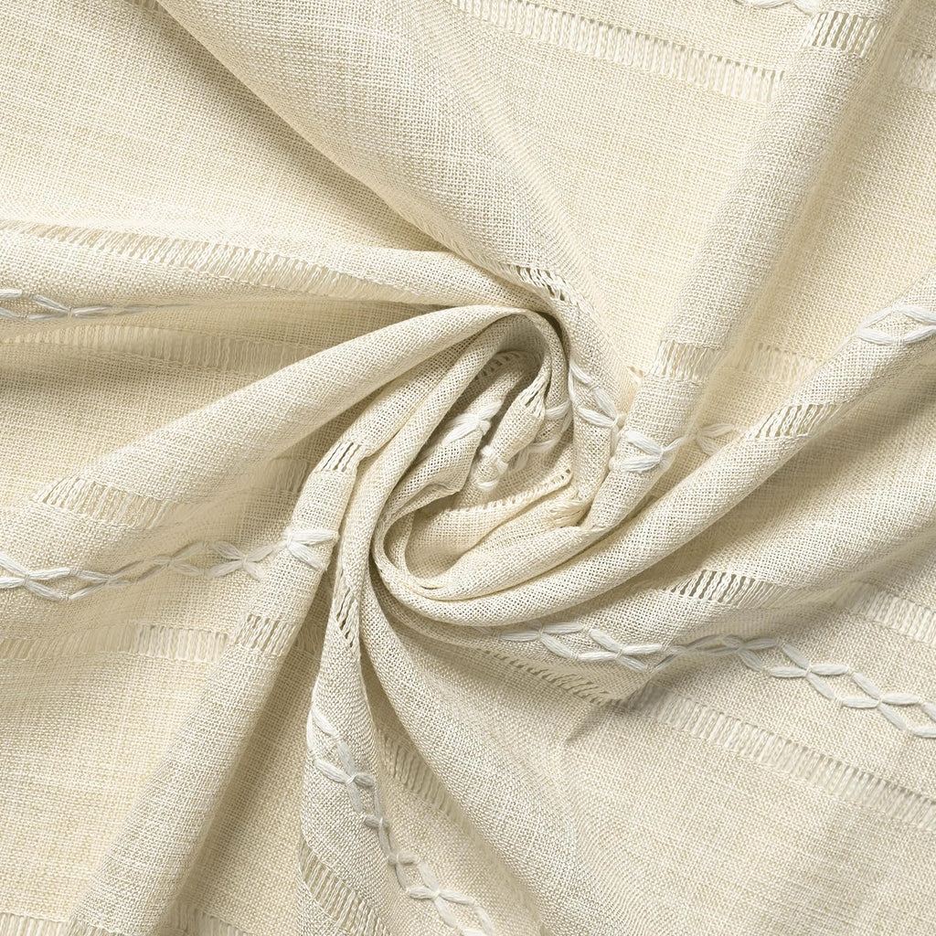 Beige Cotton Blend Tablecloth 60×84 Inch Rectangular, Farmhouse Style, Wrinkle Resistant Washable Ta