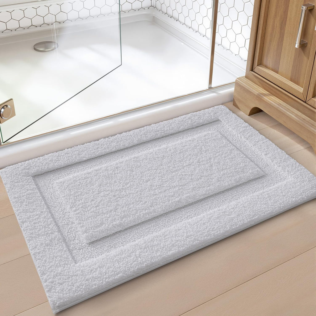 Ultra Soft Bathroom Rugs Absorbent, Non Slip Bath Mat 24x36, White | Machine Washable with Rubber Backing, Quick Dry