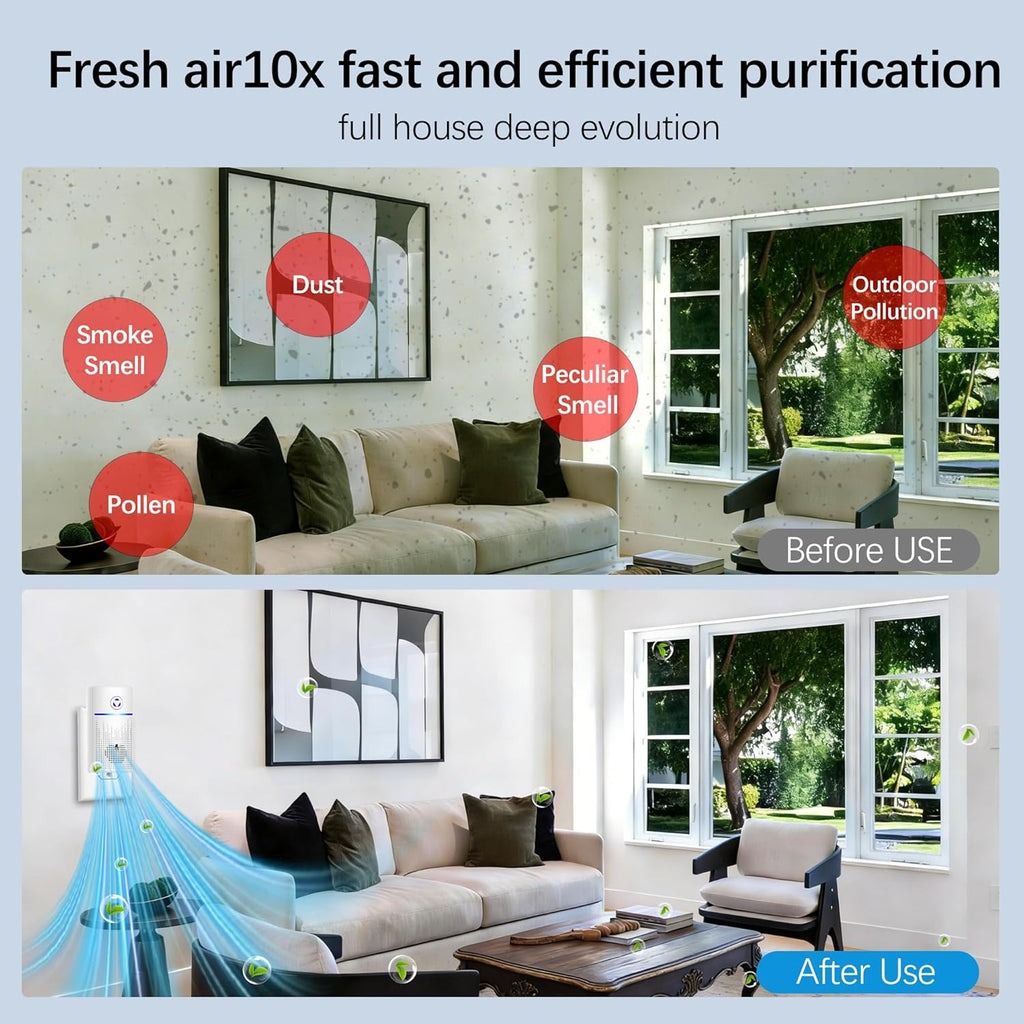Air Ionizers for Home 4-Pack, Plug-in Air Purifier Ozone-Free & Filterless, Eliminates Pet Odors fro
