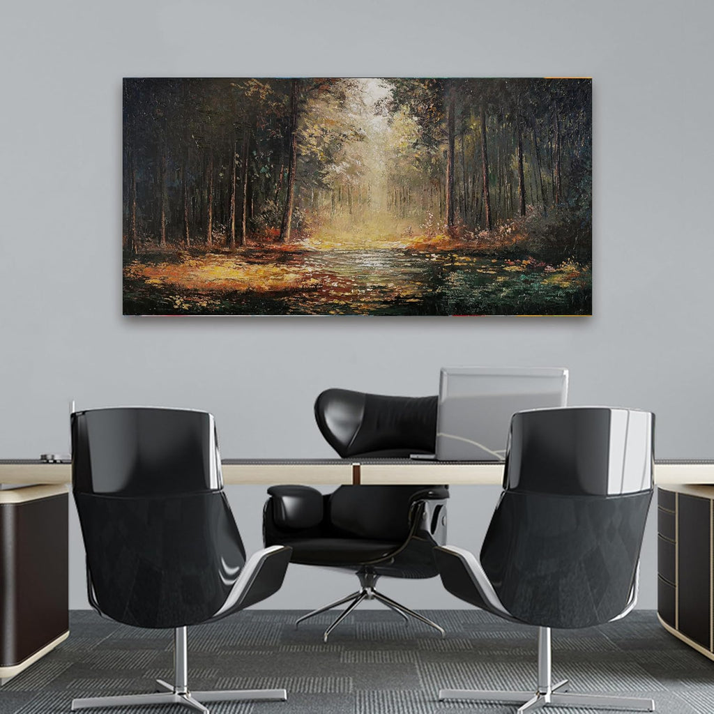 Canvas Wall Art Decor Artwork for Walls Canvas Wall Art Landscape Natural Wall Art Decor Mystical Path Yellow Forest