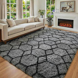 6x9 Area Rugs for Living Room Bedroom, Large Fluffy Grey and Black Throw Rug