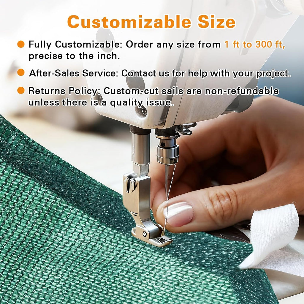 Sun Shade Sail 6' X 8' X 10' Dark Green Triangle Canopy Awning Fabric Mesh 95% UV Blockage, Water & Air Permeable
