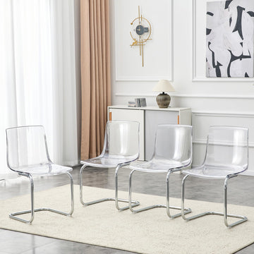 Clear Acrylic Dining Chairs Set of 4, Armless Kitchen Chairs