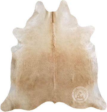 Genuine Cowhide Rug 6x6-7 ft, 100% Real Cow Hide (Palomino Beige)