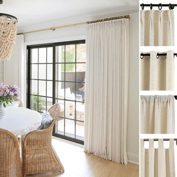 Liz Linen Custom Curtain Customizable Size Blackout Pleated Header Memory Trained Neutral Linen Textured Window