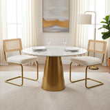 CangLong Rattan Dining Chairs Set of 2, Modern Kitchen Chairs with Natural Mesh Rattan Backrest & Solid Thick Metal