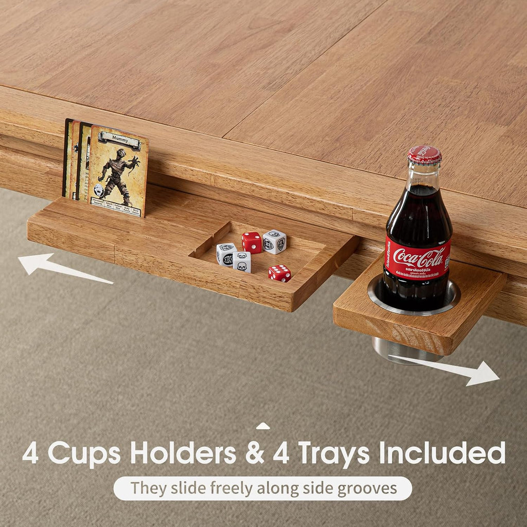 Board Game Table with Removable Table Top, Seats 4 to 6 Players with 57in 33in Play Area, Includes Play Mat