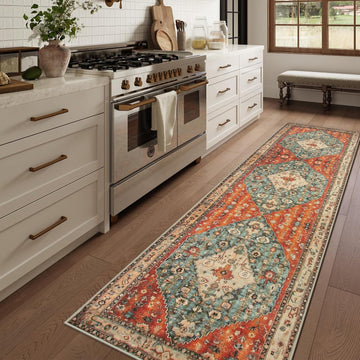 Felice Boho Tribal 2'6" x 10' Washable Runners for Hallways, Oriental Kitchen Runner Rugs Non Skid Washable, Oriental
