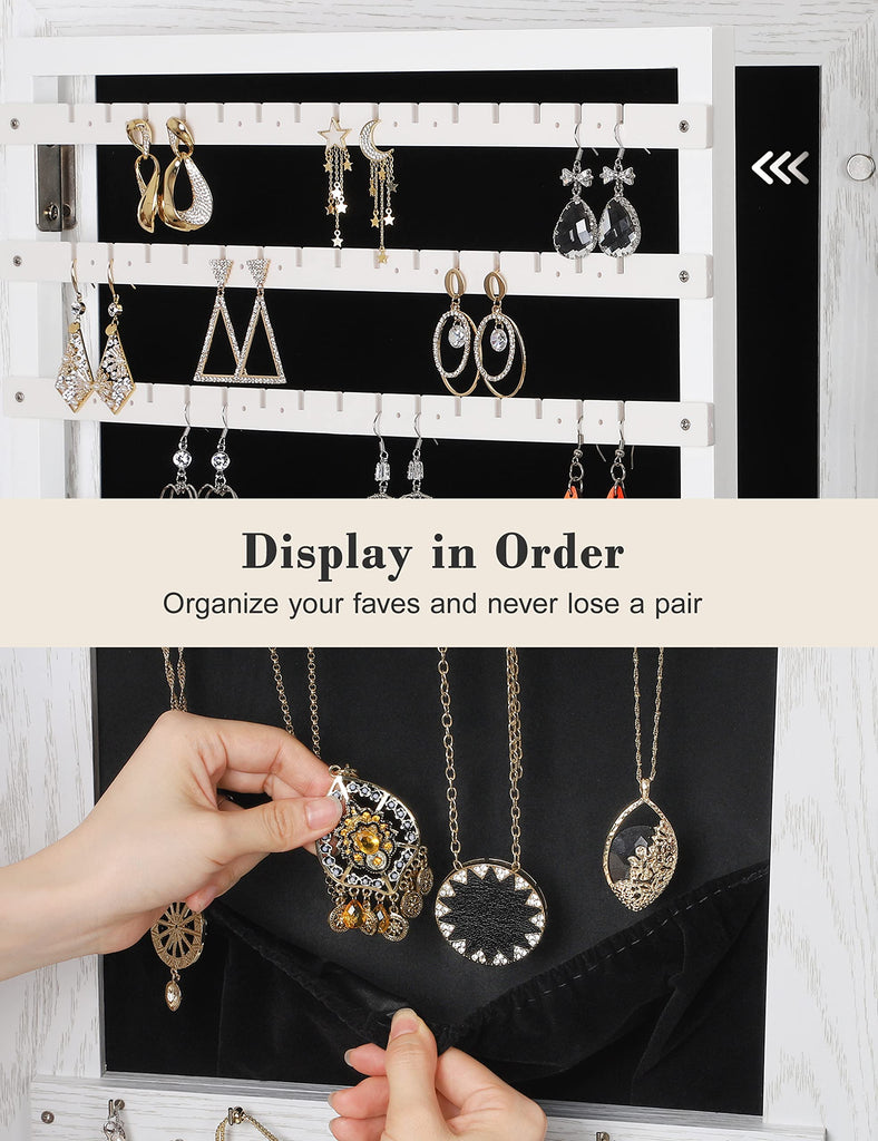 360° Swivel Jewelry Cabinet with Lights, Full Length Mirror, Lock