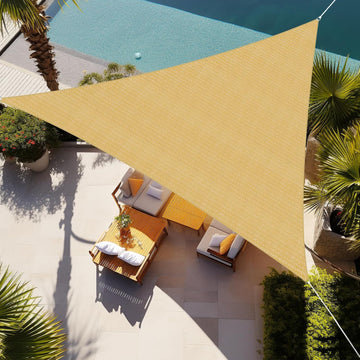 Shade Sail 20'X20'X28.3' Customizable Sunshade Canopy for Outdoor Patio Exterior, Sand Triangle Sun Shade UV Resistant
