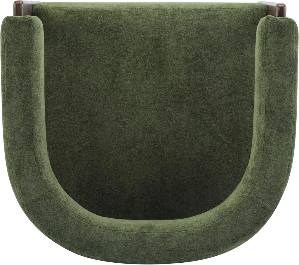 Modern Velvet Accent Armchair with Barrel Back,Mid-Century Upholstered Reading Chair with Walnut Finish Legs, Lounge