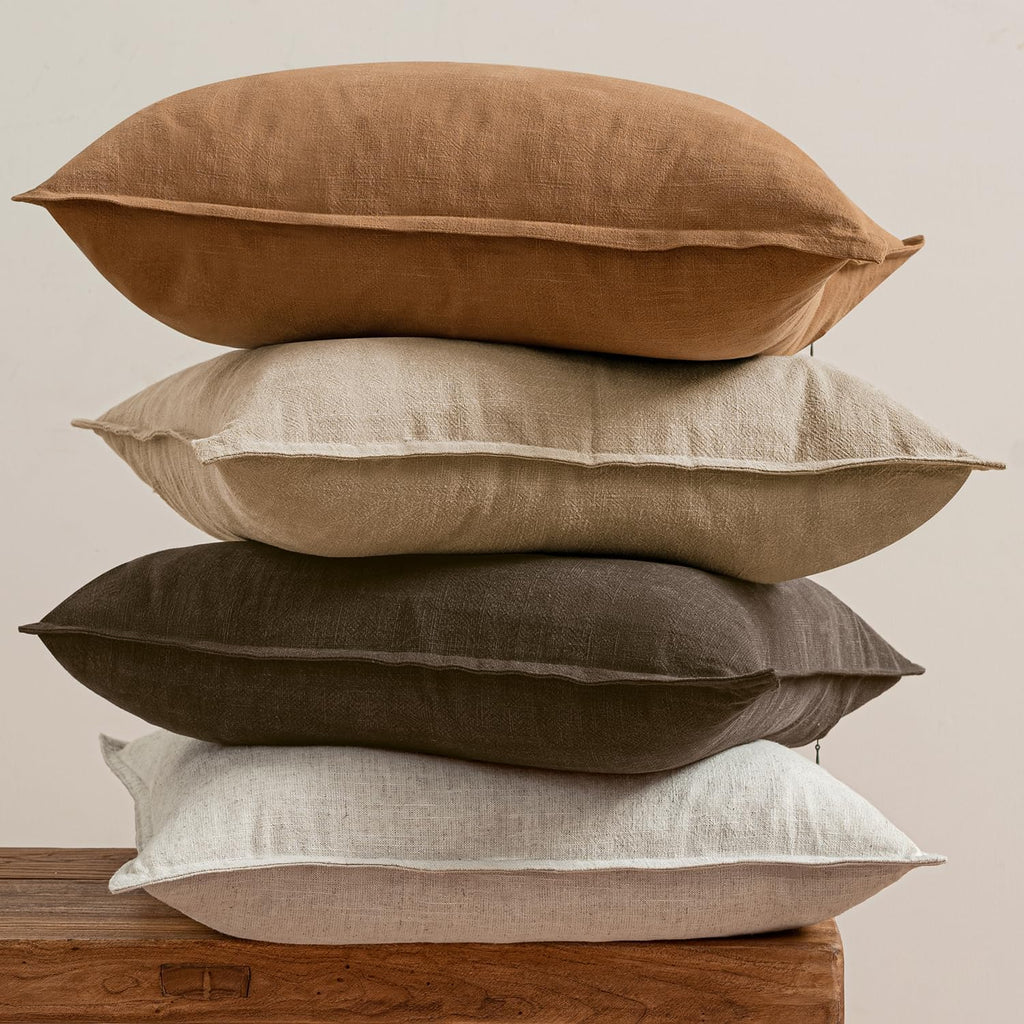 Neutral Brown Linen Pillow Covers Pack of 4 Decorative Natural Fall Throw Pillow Covers Soft Accent Boho Farmhouse