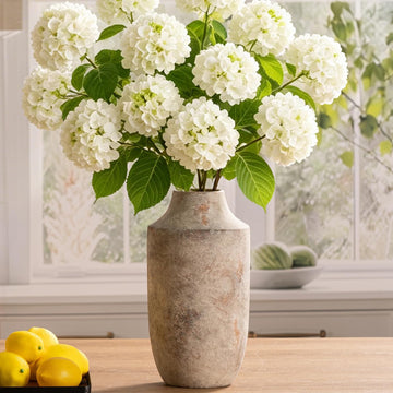 Ceramic Flower Vase, 12.5 inch Tall Off-White Vase, Large Decorative Terracotta Vases, Farmhouse Rustic Pottery Vases