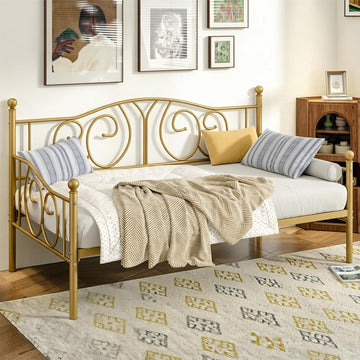 Twin Daybed Frame with Metal Slats, Modern Platform Bed Sofa Bedroom Guest Room, Under-Bed Storage Space, Heavy