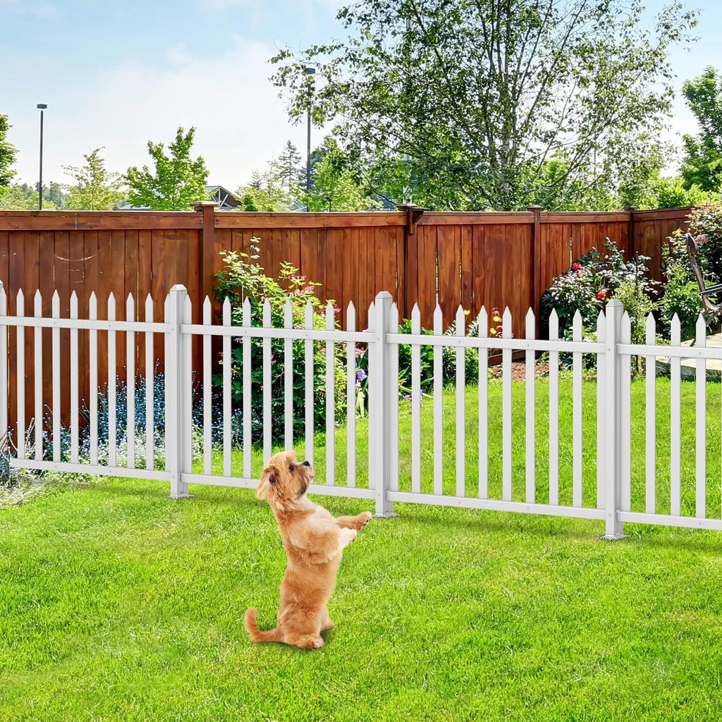 2 Sets 36"H x 84"W Vinyl White Picket Fence Panels Decorative Fencing for Front Porch Yard Garden Pool (20 Pickets