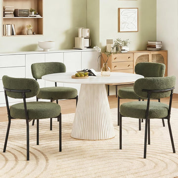 Dining Chairs Set of 2, Mid Century Modern Chair Round Upholstered Curved Backrest
