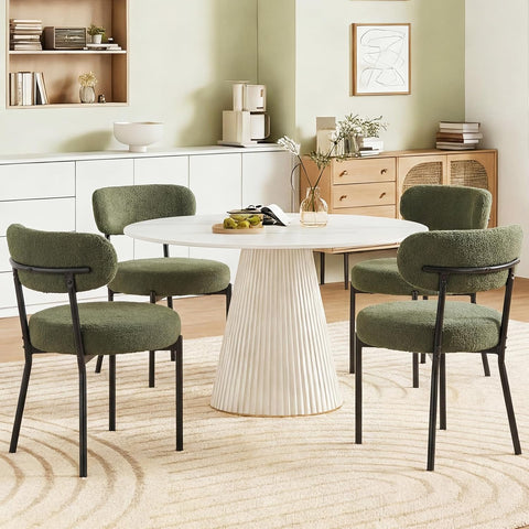 Dining Chairs Set of 2, Mid Century Modern Chair Round Upholstered Curved Backrest
