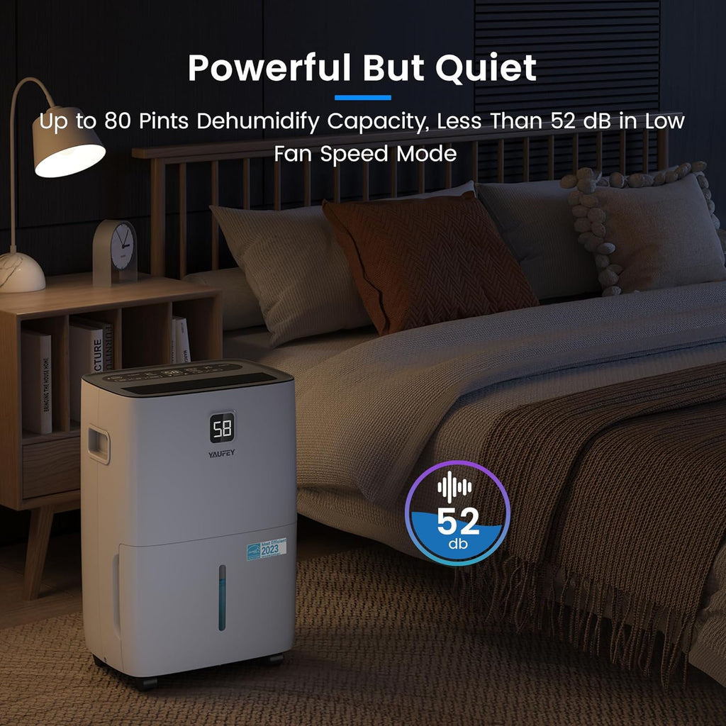 5000 Sq. Ft. Energy Star Certified Dehumidifier, Max 80 Pints Dehumidifier for Basement with Drain Hose