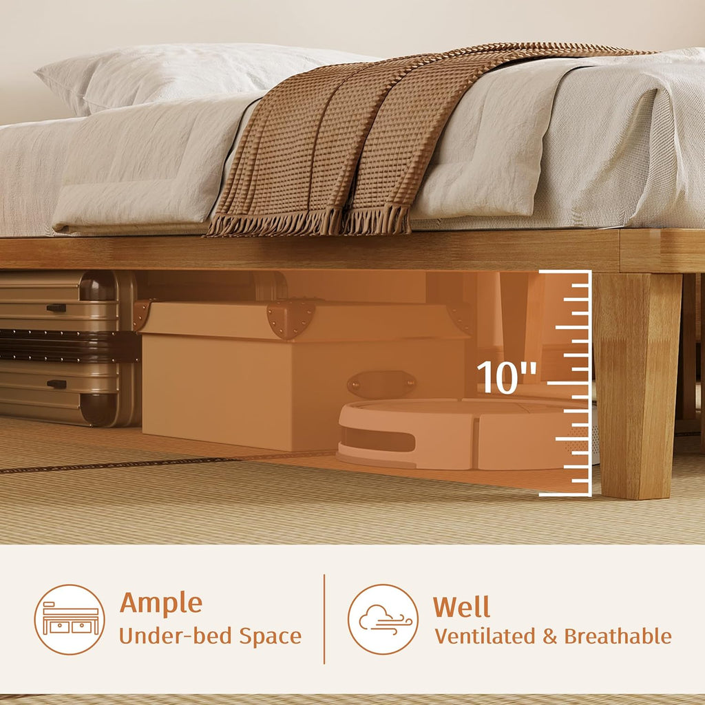 Queen Platform Bed Frame - 12 Inch Solid Wood Mattress Foundation Base with Heavy-Duty Support Slats & Legs